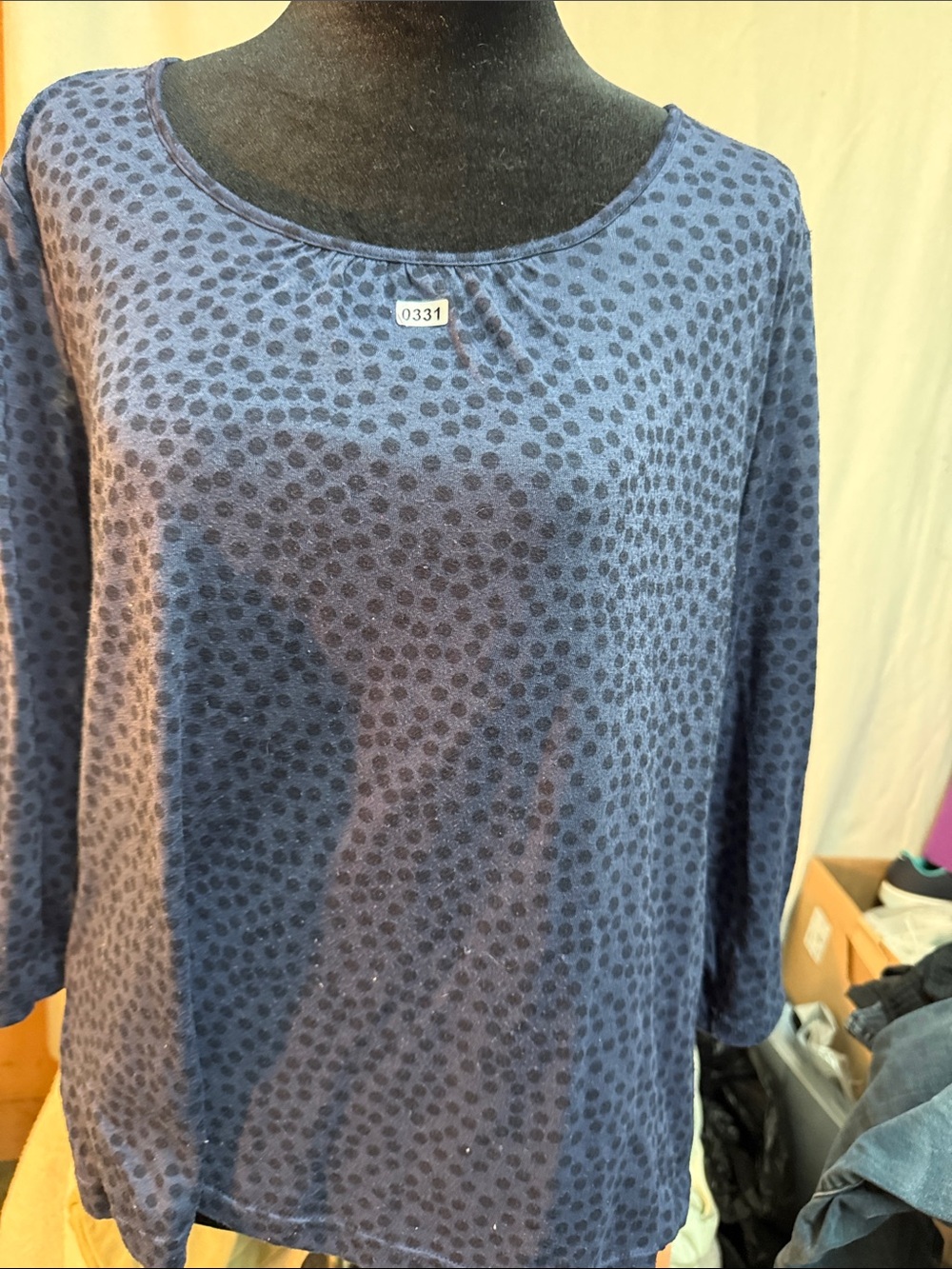 croft & barrow Blue Dot-Print Long Sleeve Shirt